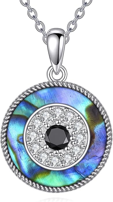 YFN Evil Eye Pendant Necklace for Women 925 Sterling Silver Greek Protection Jewelry with Blue Sapphire and Black Cz Amulet Gift