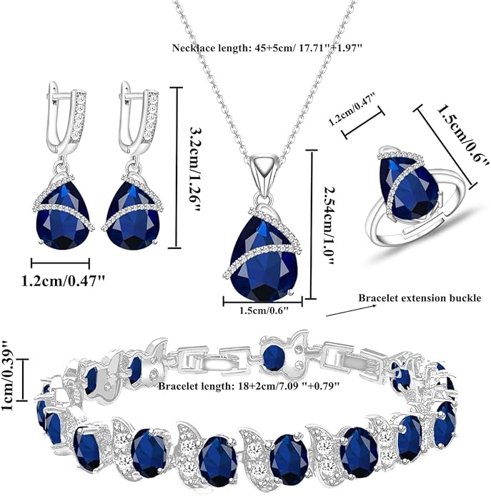 ZCGJWE Wedding Jewelry Set for Women Gem Necklace Earrings Bracelet Luxury Jewelry Set Birthday Valentine's Day Mother's Day Christmas Prom Jewelry Gift