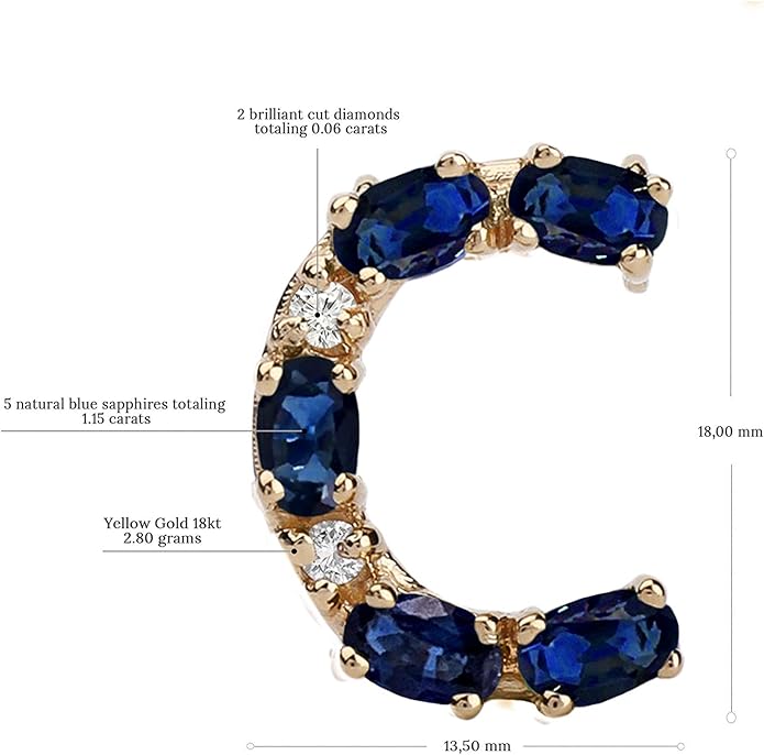 Albert Hern Blue Sapphire Initial Necklace With Diamonds & 18K Gold Chain | Irresistible Letter Pendants Jewelry | Perfect Valentine’s Day, Anniversary & Birthday Gift