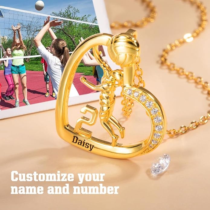 callie Personalized Volleyball|Basketball|Hockey|Baseball|Soccer|Pickleball Necklace - Custom Name & Number, Jewelry Gifts for Sports Lover