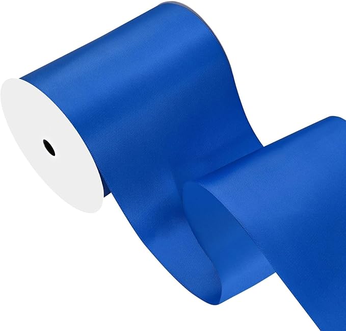 LEEQE Royal Blue Satin Ribbon 4 inch X 15 Yards Polyester Ribbon for Gift Wrapping Very Suitable for Weddings Party Hair Bow Invitation Decorations and More