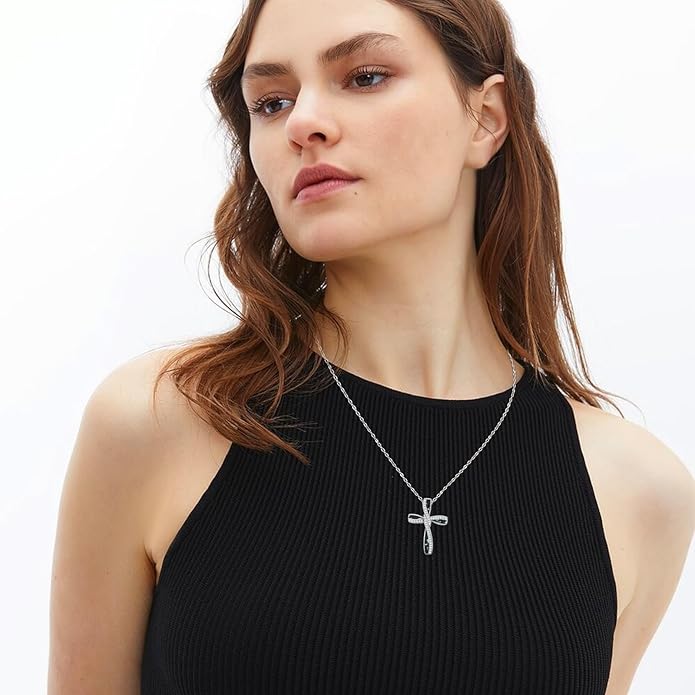 Cross Necklace for Women 925 Sterling Silver Cross Pendant Religious Christian Jewelry Faith Easter Gifts for Wife