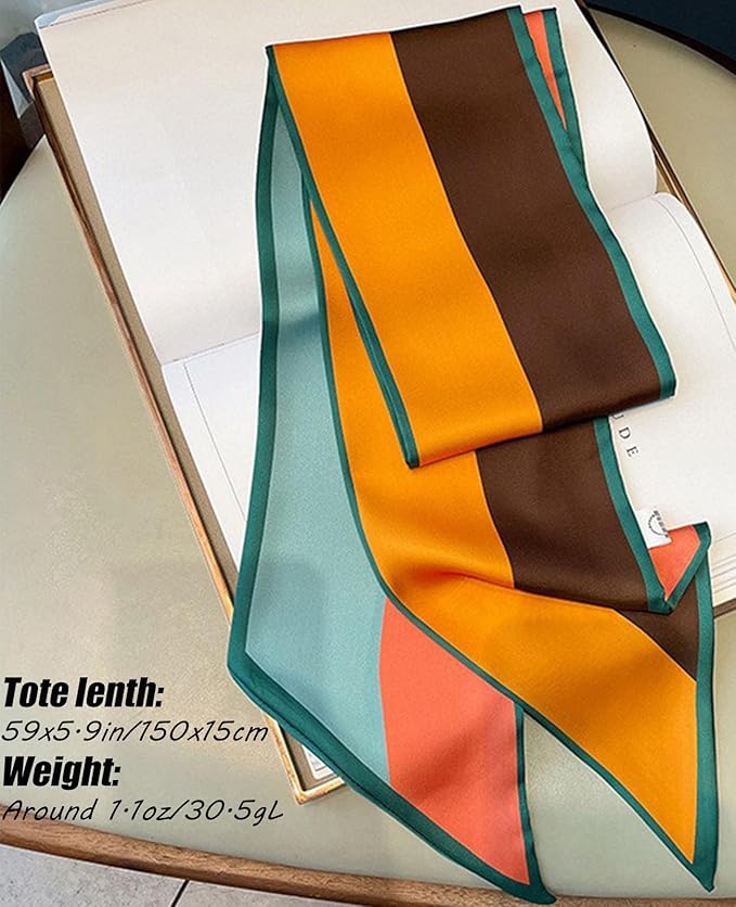 Hioyiwse Head Scarf Hair Neck Scarves For Women Purse Bag Scarfs For Handbags Silky Long Thin Satin Headscarf Fashion