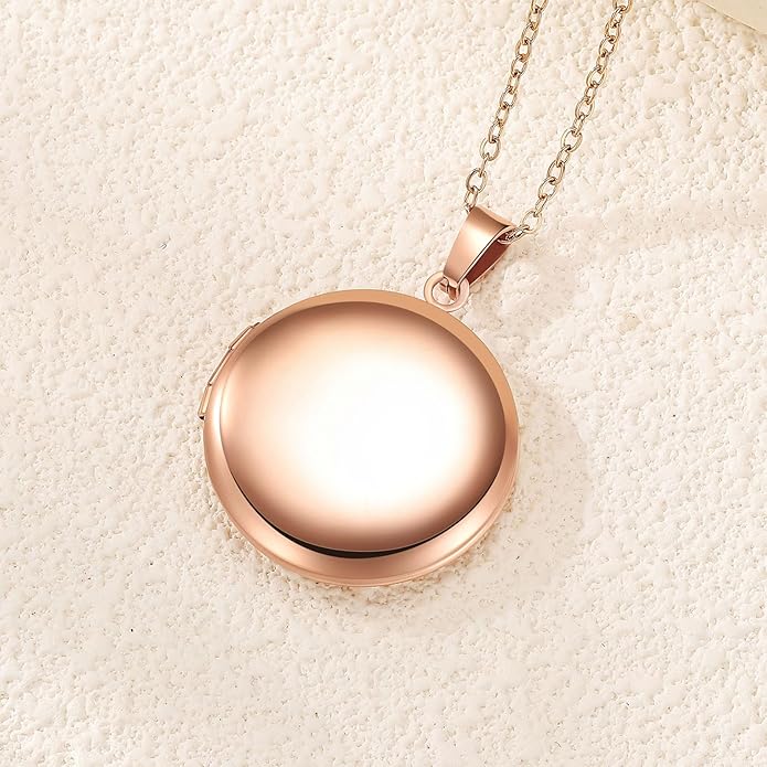PHOCKSIN Personalized Locket Necklace for Women Photo Necklace with Customized Picture Birth Flower Birthstone New Years Gifts for Women