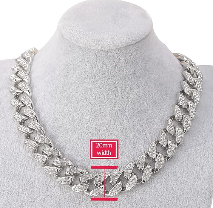 EMESLY Miami Cuban Link Chain 14K Gold Plated Necklace (16, 18, 20, 22, 24, 30 Inches Length); Hip Hop Bracelet (8" Length) for Men & Women; Perfect Iced Out Bling Jewelry Gift