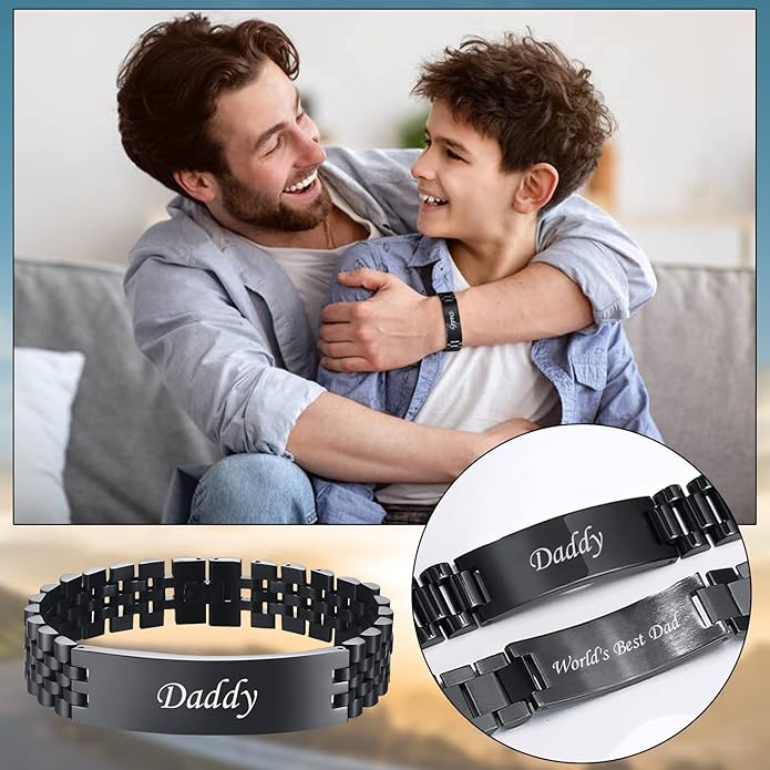 VNOX Masculine Watch Band Stainless Steel Link Bracelet Personalized Jewelry Gift for Men DAD Father Husband Boyfriend