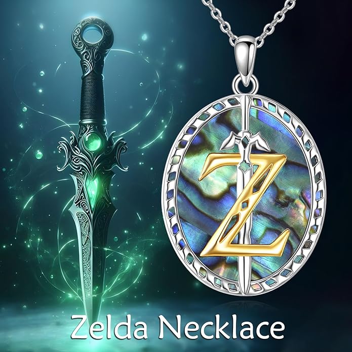 VONALA Artemis's/Poseidon's/Athena's/Weapons Necklace S925 Sterling Silver Plated Abalone Pendant Necklace for Women Men for Women Men