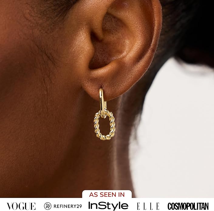 Ana Luisa Ash Double Hoop Earrings for Women - 14K Gold Plated, Silver & Two-Tone Drop Dangle Hoop Earring - Trendy Paperclip Link Huggie Hoop - Hypoallergenic, Water-Resistant & Tarnish-Free Jewelry