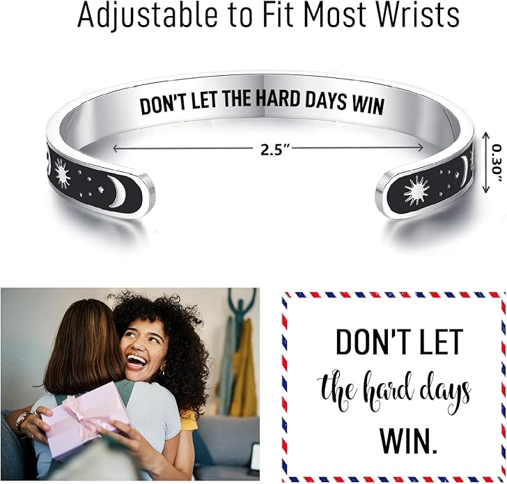 TONY & SANDY Inspirational Bracelets for Women Teen Girls Personalized Gifts for Daughter Granddaughter Mom Sister Friends Stainless Steel Engraved Cuff Birthday Easter Christmas