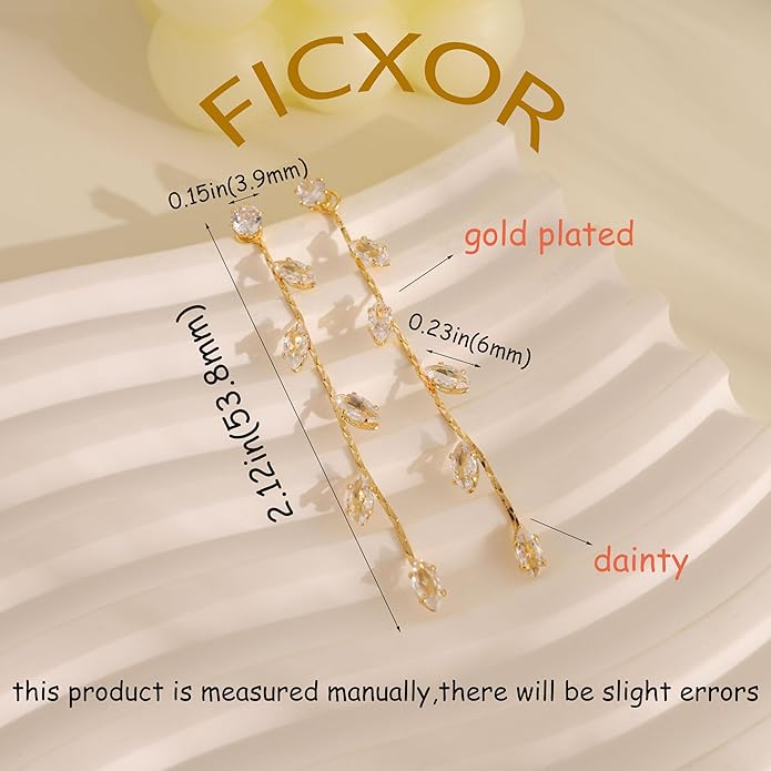 Gold Earrings for Women,Dainty 14k Gold Plated Pearl Drop Earring Dangle Pearl Dangling Earrings for Women Trendy Small Cute Wedding CZ Earring Long Chain Threader Prom Jewelry Gifts