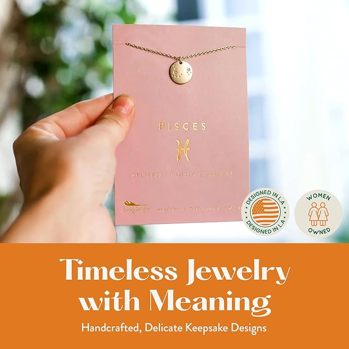 Lucky Feather Zodiac necklaces for women | Scorpio 14K Gold-Plated Astrology Pendant for Girls | Horoscope Sign Zodiac gift | Great Christmas Stocking Stuffer | Trendy Birthday Jewelry Gift | 16” - 18”