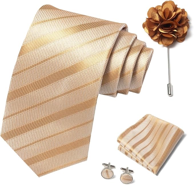 joy alice Ties Set Men Mixed Color Necktie Handkerchief Cufflinks Brooch 3.15 Formal