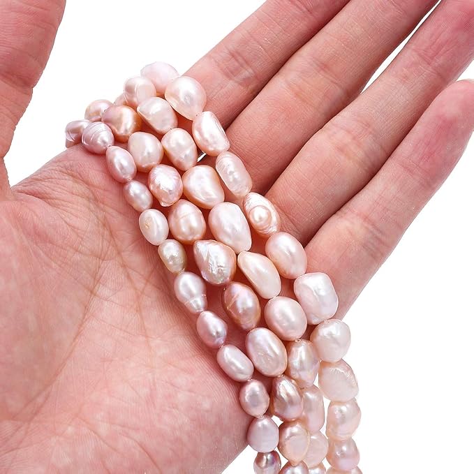 BEADIA Natural Pearl Beads 8-9mm Purple Freshwater Cultured Loose Gemstone Beads for DIY Jewelry Making 13.8''/Strand