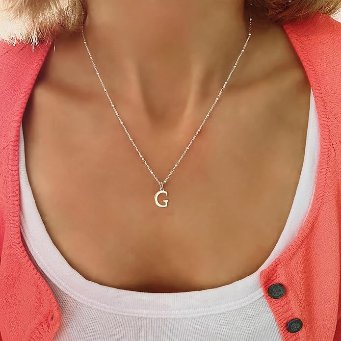 Initial Necklaces for Women Dainty Gold Letter Pendant Necklace 14k Gold Plated A-Z Name Necklaces Cute Charm Choker Necklace Fashion Accessories Non Tarnish Trendy Jewelry Gift