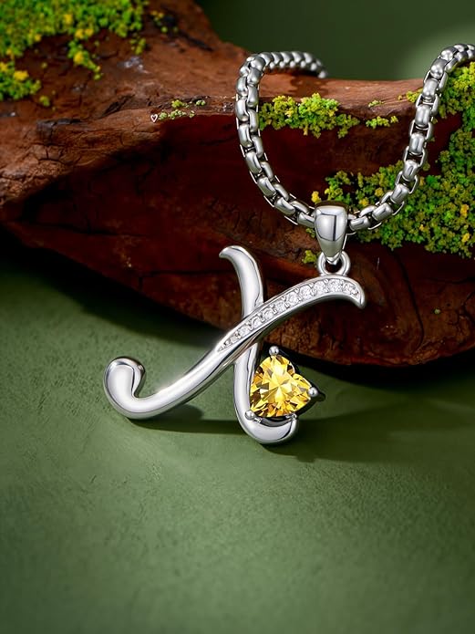 Christmas Gifts for Women Alphabet A to Z Initial Birthstone Pendant Necklaces for Women - 18k White Gold Plated Personalized Name Jewelry Valentine Mothers Day Birthday Gifts for Women Her Girlfriend
