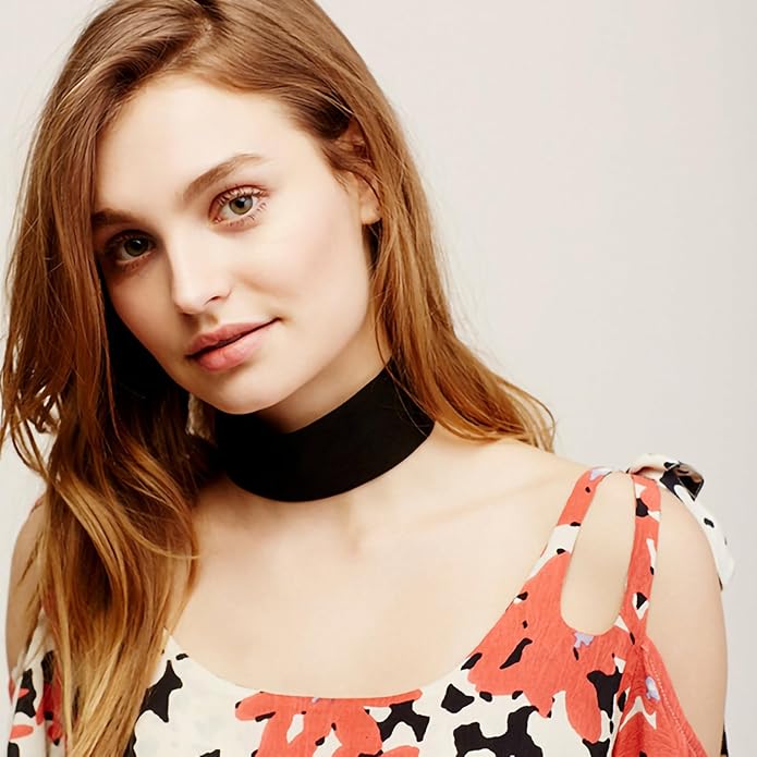 Fesciory Black Necklaces for Women, Adjustable Layered Velvet Leather Lace Collar Necklace, Goth Jewelry Gifts.