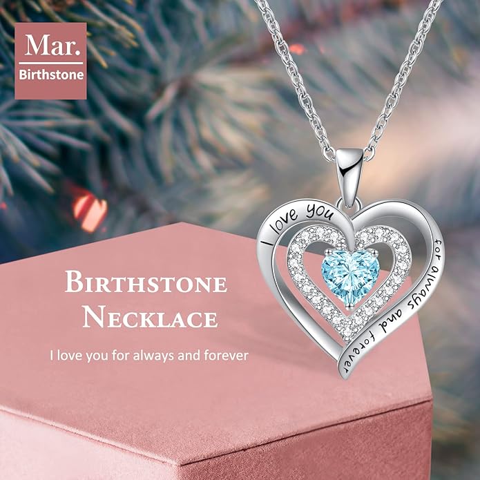 REDBEE Necklaces for Women Birthstone Heart Necklace Jewelry for Wife Girlfriend Woman Necklace