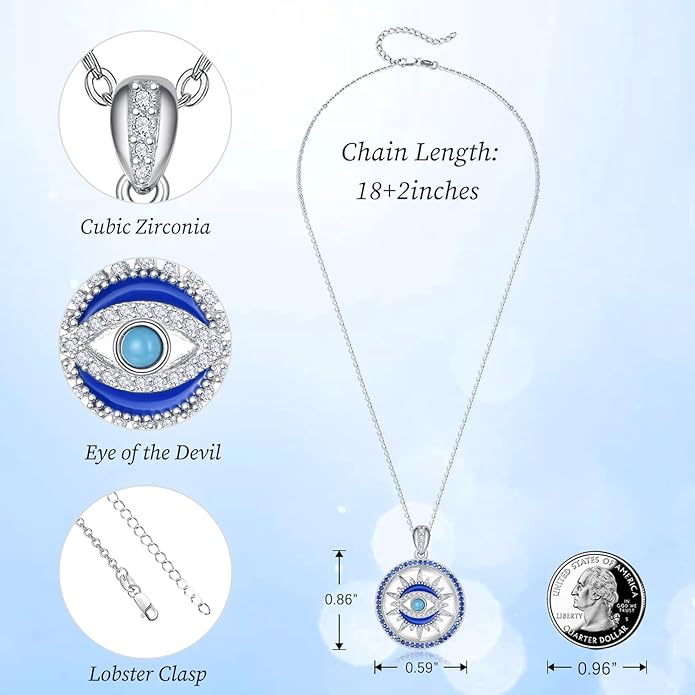 AENEAS Evil Eye Necklace for Women 925 Sterling Silver Necklace Ojo Turco Trendy Jewelry Gifts for Women Wife