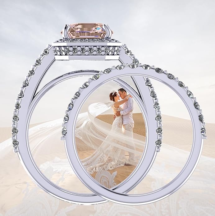 NANA Jewels Sterling Silver Engagement Rings for Women - Choose Simulated Morganite, Citrine, Aquamarine & More