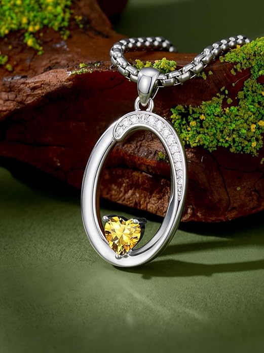 Christmas Gifts for Women Alphabet A to Z Initial Birthstone Pendant Necklaces for Women - 18k White Gold Plated Personalized Name Jewelry Valentine Mothers Day Birthday Gifts for Women Her Girlfriend