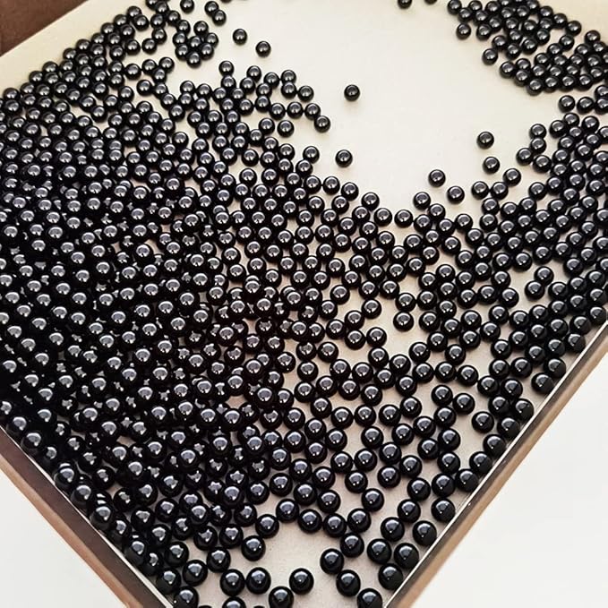 INSPIRELLE 1100pcs Black Undrilled ABS Art Faux Pearls for Vase Fillers, 8mm No Hole Makeup Beads to Hold Brush Lipstick Eyeliner, Imitation Round Pearl Beads for Table Scatter Home Wedding Decoration
