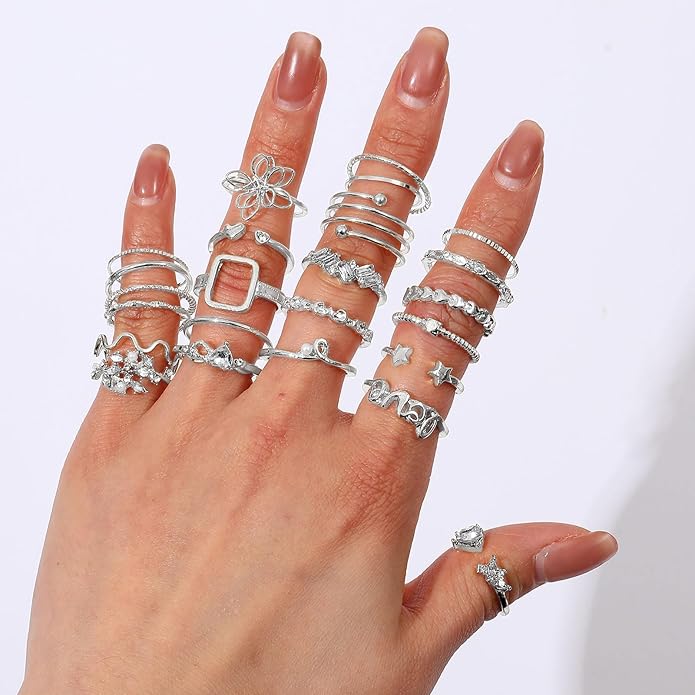 CHICUTIE Gold Knuckle Rings Set For Women Stackable Joint Finger Midi Rings Dainty Cubic Crystal Zirconia Simple Hollow Twist Cute Rings Pack Jewelry Gift