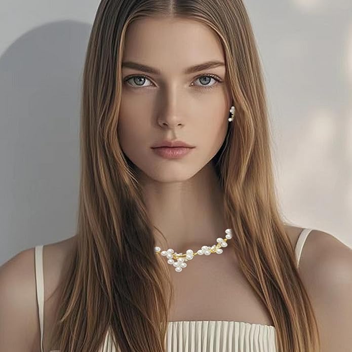 la luen Pearl Bride Wedding Jewelry Set Faux Pearls Crystal Rhinestone Necklace Earrings Bracelet Sets for Women Bridesmaid(3 PCS)
