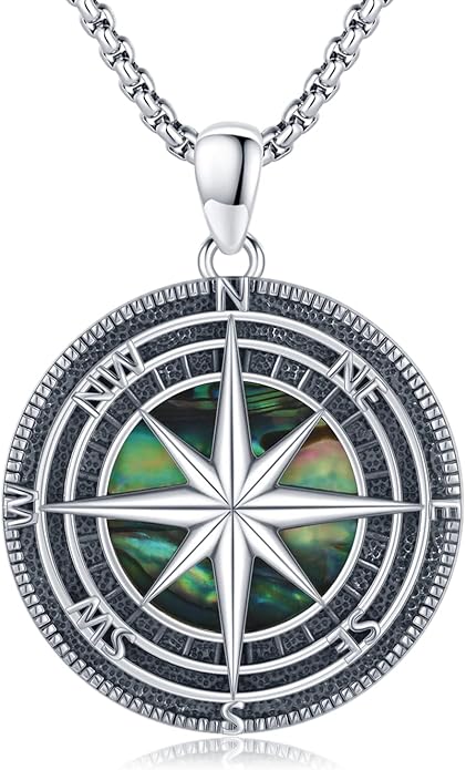 StoryEtain Compass Necklace for Women Men 925 Sterling Silver Travel Pendant Inspirational Graduation Jewelry Gift