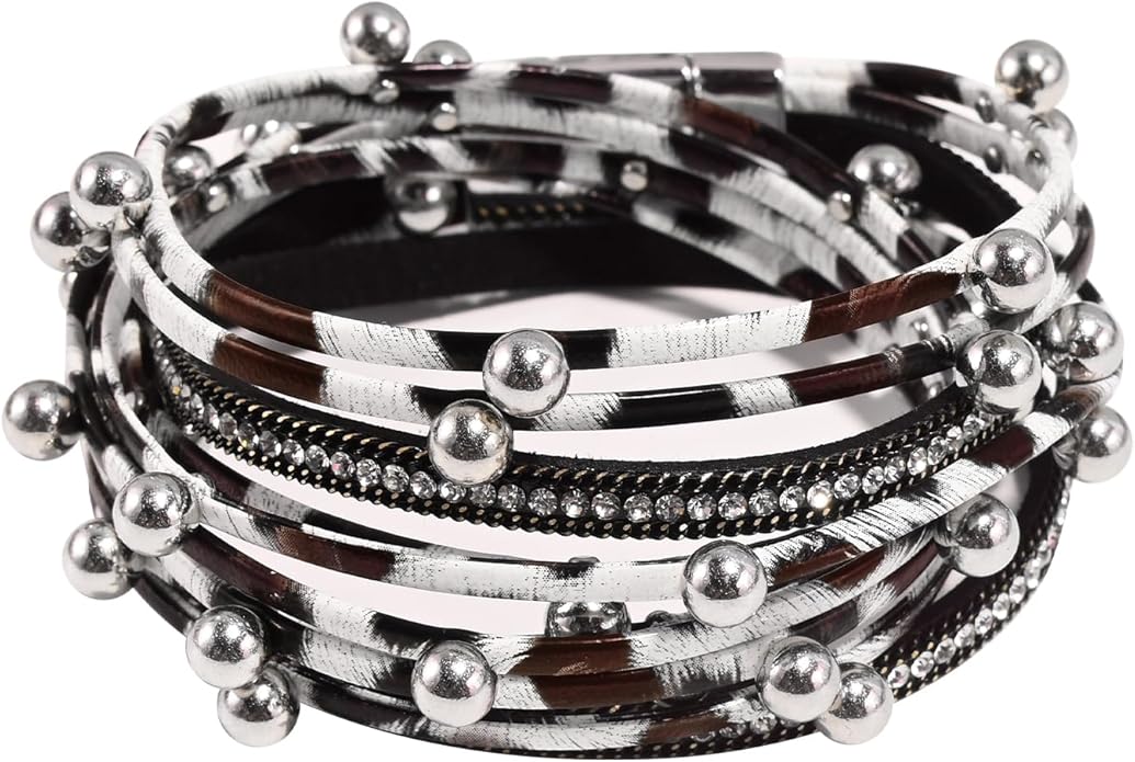 VIBILIA Boho Leather Wrap Bracelets for Women Multi-Layer Bracelets with Strong Clasp Jewelry for Women