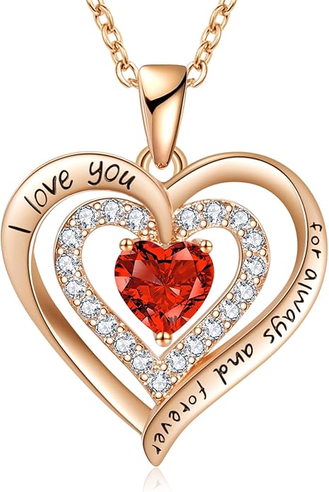 REDBEE Necklaces for Women Birthstone Heart Necklace Jewelry for Wife Girlfriend Woman Necklace