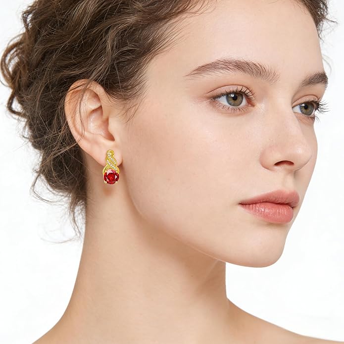 HNPHQT Jewelry Sets for Women-18K Gold Plated Dainty Birthstone Pendant,Trendy Necklace Earrings Infinity Bracelets Set,Ideal Jewelry Gifts for Her Mom
