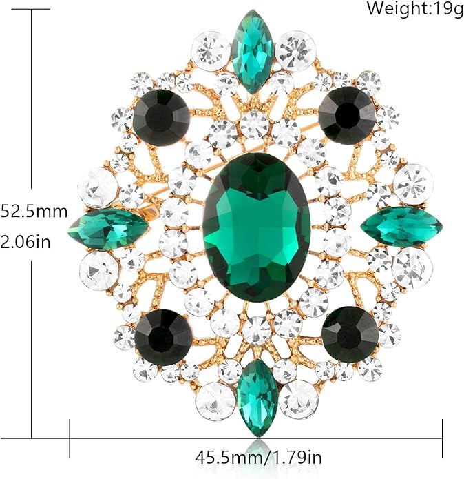 LAXPICOL Vintage Clear Austrian Crystal Brooch Pin for Women Elegant Wedding Bridal Brooches Broach Pin 1.69"*1.39"