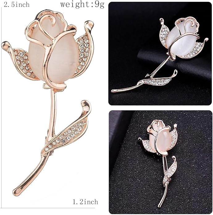 Crystal Pearl Flower Brooches Pins Fashion Beautiful Created Rhinestone Floral Brooch Good Idea for Party Dance Wedding Banquet for Elegant Women Girl