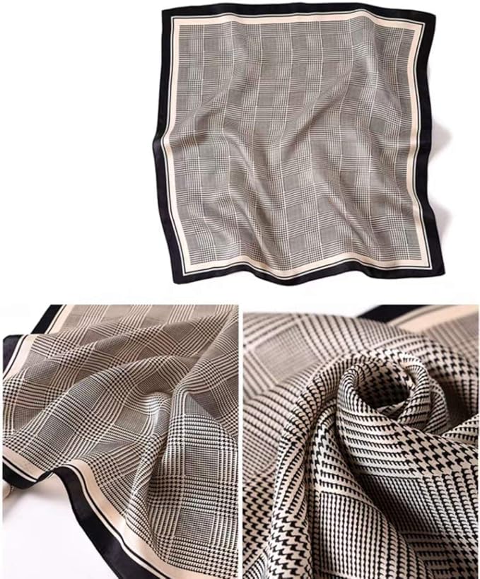 ANDANTINO 100% Mulberry Silk Square Scarf for Hair-25.6" X25.6'' Women Men Natural Silk Neckerchief Digital Printed Headscarf