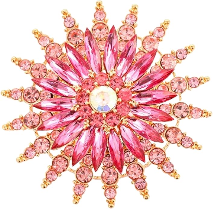 Rhinestone Sunflower Brooch Pin Red Pink Flower Brooch Stylish Crystal Brooch Elegant Clothing Hat Bag Accessories Jewerly for Women