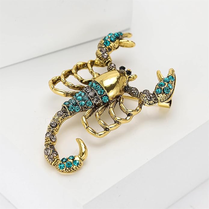 Dreuyet Rhinestone Scorpion Brooch Pin for Women Men Vintage Crystal Scorpion Brooches Punk Style Insect Animal Laple Pin Clothing Suits Accessories Christmas Birthday Jewelry