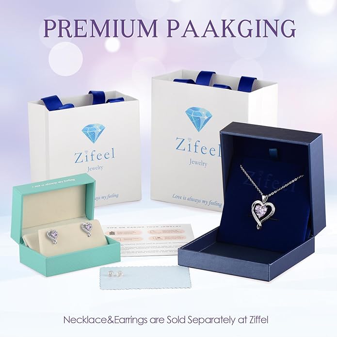 Earrings for Women, S925 Sterling Silver Rose Gold Birthstone Heart Studs Earring for Girlfriend Wife, Anniversary Birthday Christmas Valentines Mothers Day Gifts Jewelry for Women Wife Her Mom