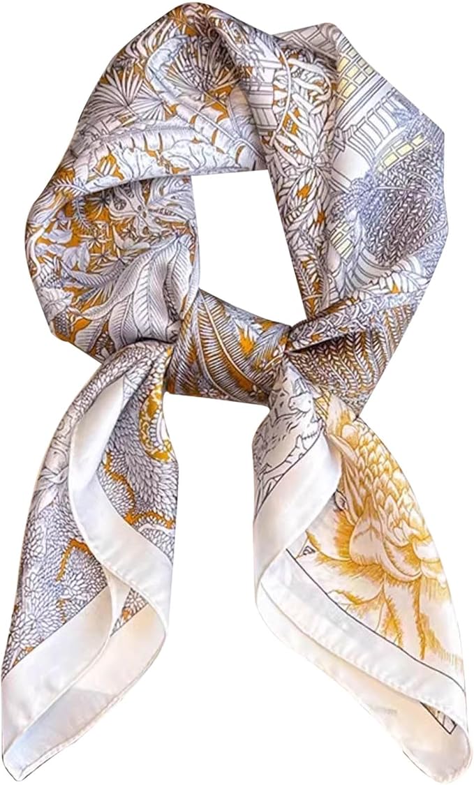 kcctoo 27.5" Mulberry Silk Feeling Head Scarf Women's Fashion Square Neck Satin Scarfs for Bag Hair Scarves Gift