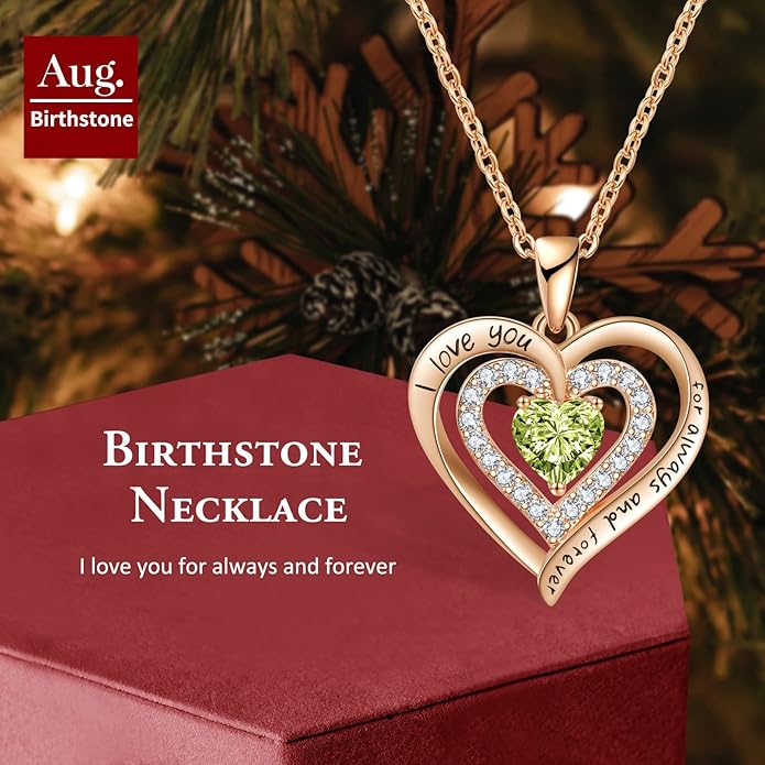 REDBEE Necklaces for Women Birthstone Heart Necklace Jewelry for Wife Girlfriend Woman Necklace