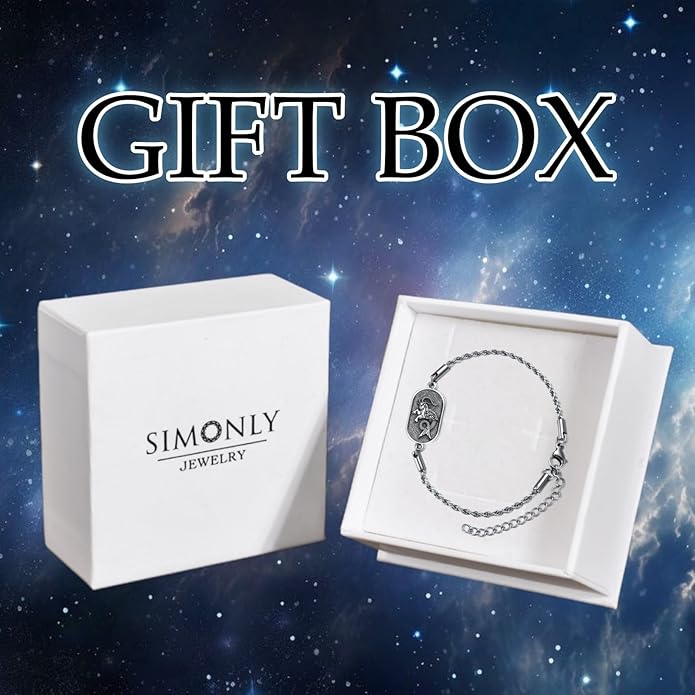 SIMONLY Zodiac Bracelet 925 Sterling Silver Constellation Anklet Horoscope Zodiac Jewelry Christmas Birthday Astrology Gifts for Women Men Unisex