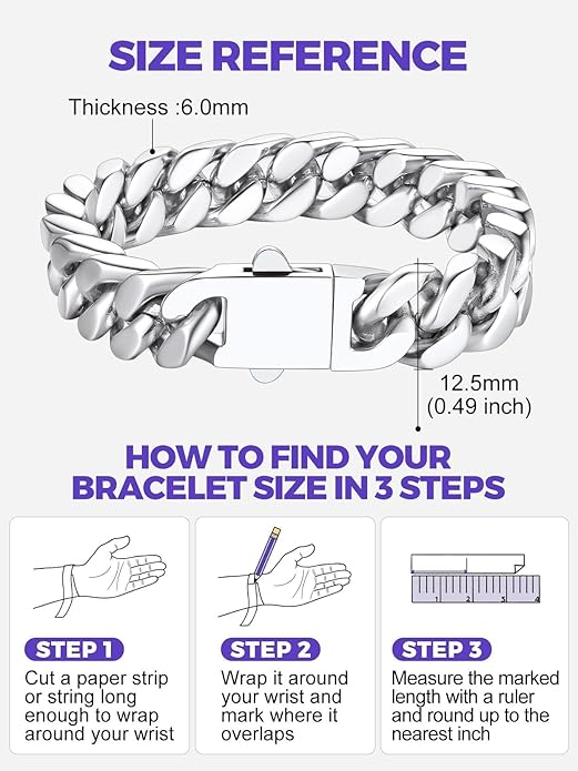 Richsteel 5/7/9/12mm Wide Miami Cuban Link Chain Bracelet for Men Women,Stainless Steel/Gold/Black Plated,7.4/8.2/9 Inch Length,Hip Hop Urban Street-wear Jewelry(Gift Wrapped)