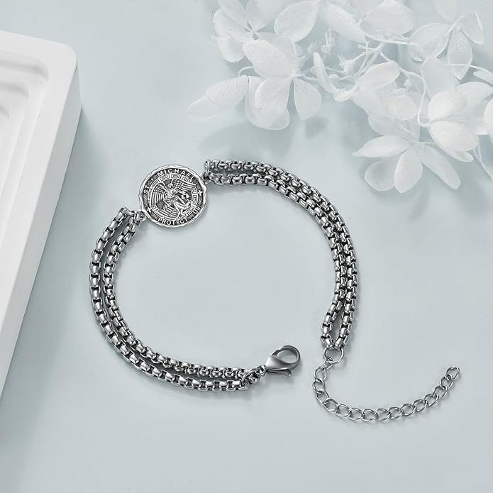 YFN Patron Saint Bracelet Sterling Silver Religious Protector Bracelet Jewelry Gift for Women Men