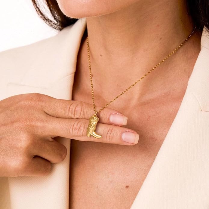 Gold Necklace for Women-14K Gold Plated Bow,Dragon,Shell, Palm Tree, Seahorse, Conch Shell,Sardines, Cowboy Boot,Bat,Bunny Pendant Beachy Jewelry for Women Gifts