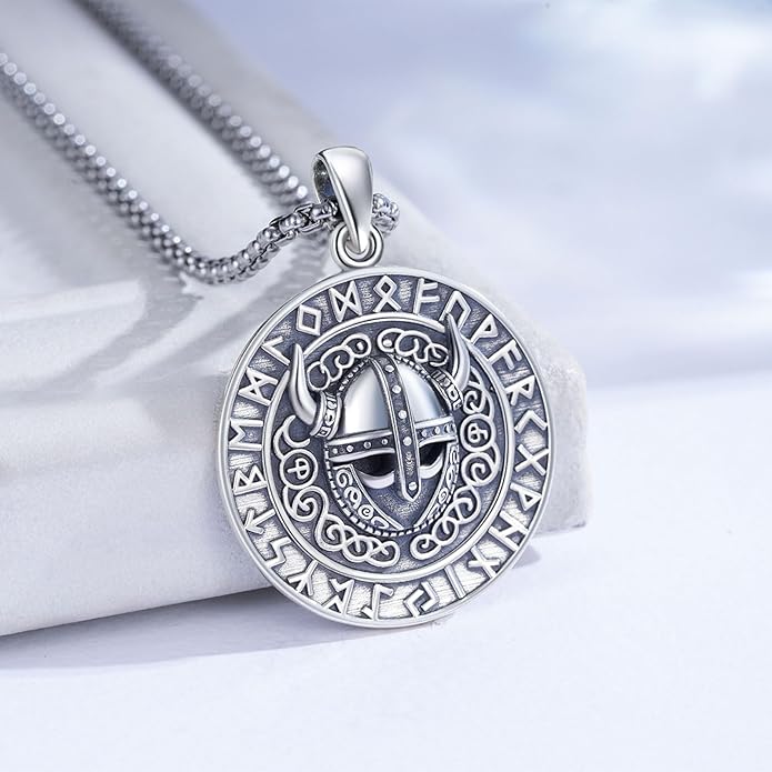 Taioiat viking Pendant Necklace for Men Nordic Celtic 925 Sterling Silver Vintage Mjolnir Jewelry Norse Vikings Gift for Women