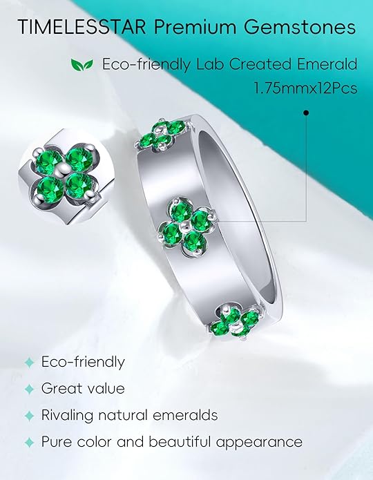 Premium Emerald&Moissanite Clover Rings for Lucky Women|Moissanite D Color VVS1 Clarity 3EX Cut|925 Sterling Silver 14K Gold Plated Non Tarnish