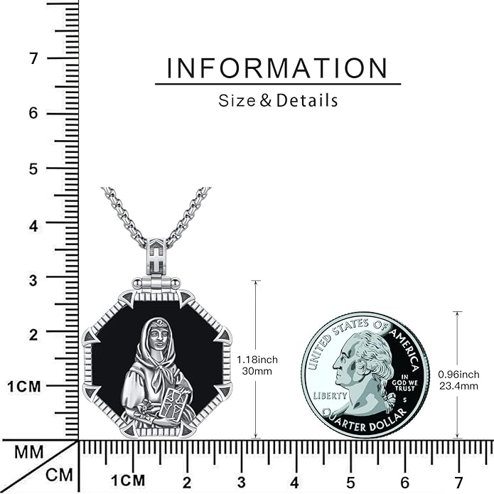 Taioiat Saint Necklace 925 Sterling Silver St Necklace Amulet Pendant Jewelry Religious Gift for Men Women