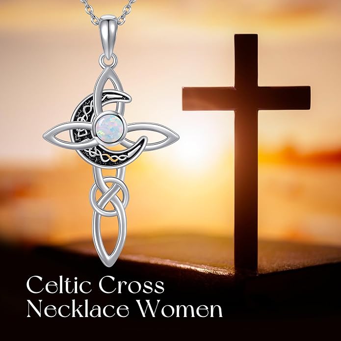 Cross Necklace Women Sterling Silver Mustard Seed/Crescent Moon/Dachshund/Stethoscope Gifts Cross Jewelry for Women