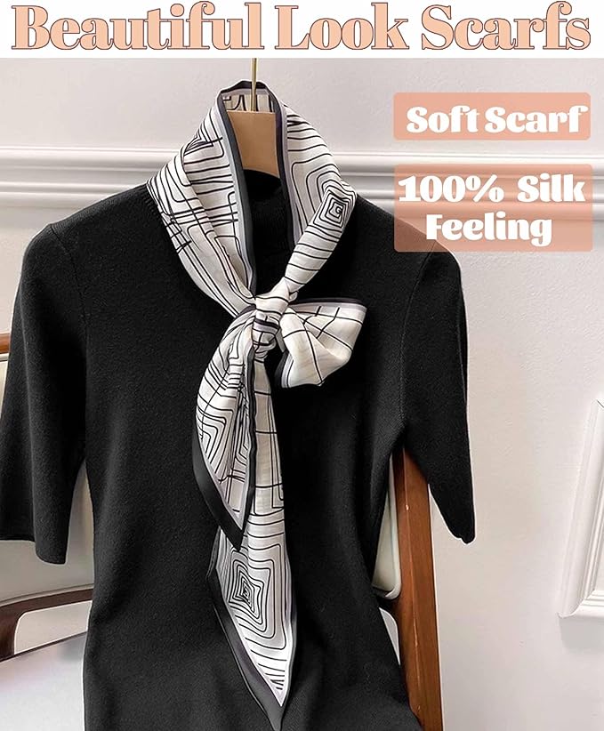 kcctoo 59" Mulberry Silk Like Head Scarf Women's Fashion Square Neck Satin Scarfs for Bag Hair Scarves Gift 59 * 5.9”