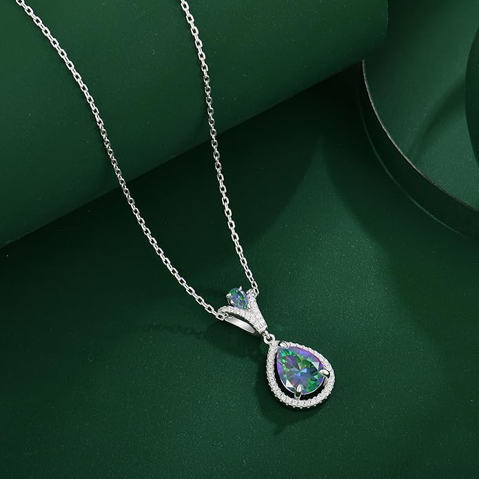 Birthstone Necklace 925 Sterling Silver Tear Drop 5A Cubic Zirconia Pendant Necklace Jewelry Birthday Gifts for Women