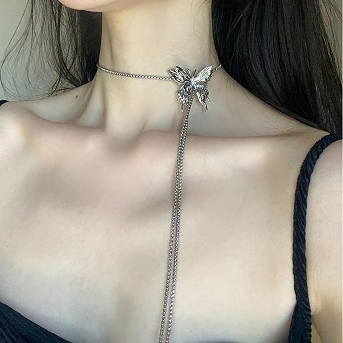 Irregular Y2k Long Y-shaped Necklace with Zircon Inlaid Sparkling Brick Tassel Pendant Double-Layer Chain High-end Fashion Accessory Women's